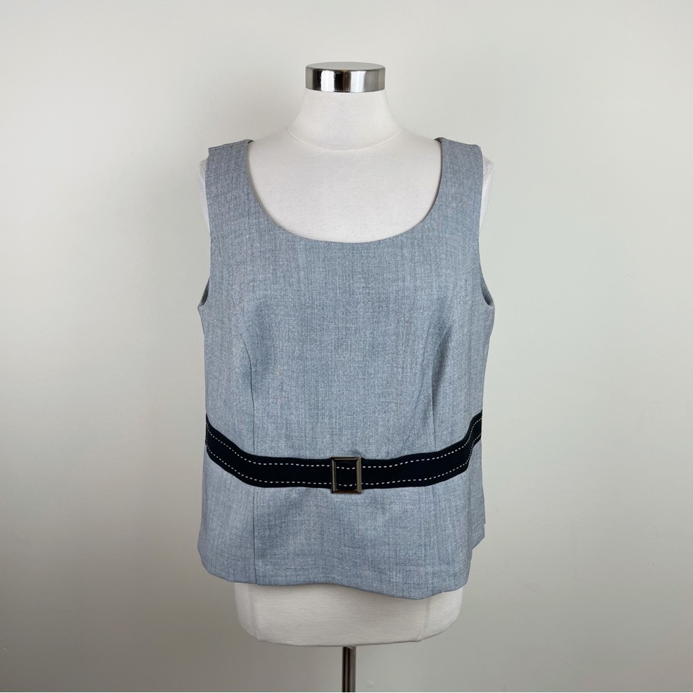 KS Women's Collection Gray Black Belt Blouse Top Women 14W